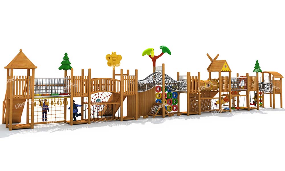 Outdoor Large Wooden Children's Slide Parent-child Climbing Solid Wood Community Toy