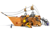 Wooden Pirate Ship Outdoor Playground Equipment With Rope Net