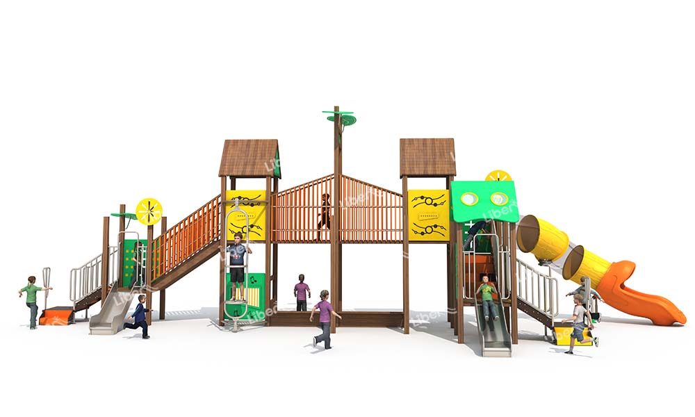 Used Children Commercial Playground Equipment With Plastic Slides