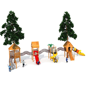 Tree Theme Wooden Net Playground Slide for Sale